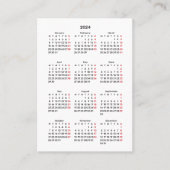 2024 Monday Start Mini-Calendar All White 名刺 (正面)