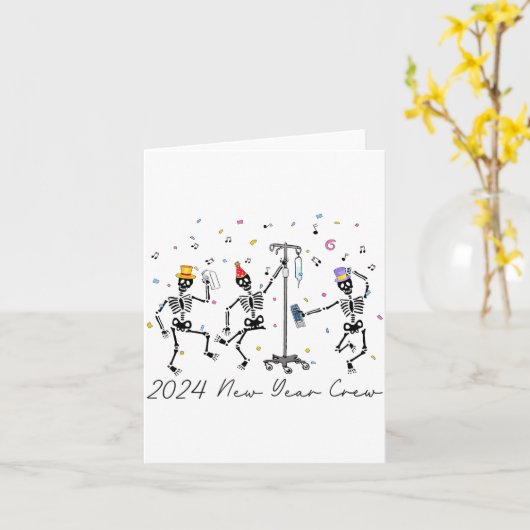 2024 New Year Crew Skeleton Dancing Funny Nurse Ic カード (黄色い花)