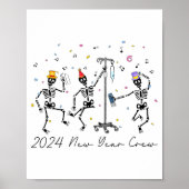 2024 New Year Crew Skeleton Dancing Funny Nurse Ic ポスター (正面)