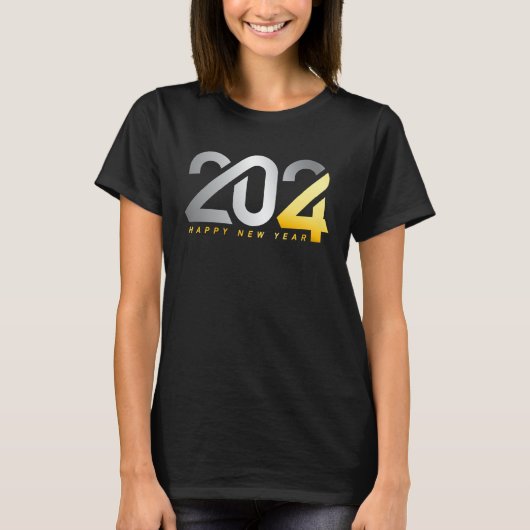 2024 New Years Eve Party Supplies NYE 2024 Happy N Tシャツ (正面)