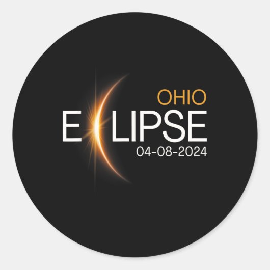 2024 Ohio Totality Eclipse Ohio 太陽の 2024 ラウンドシール (正面)