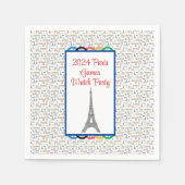 2024 Paris Games Summer Watchパーティーリングや輪 スタンダードカクテルナプキン (正面)