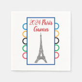 2024 Paris Games Summer Watchパーティーリングや輪 スタンダードカクテルナプキン (正面)