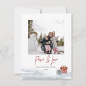 2024 Peace & Love red blueギフトホリデーカード シーズンカード (正面)