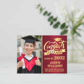 2024 PHOTO モダン Graduation Party招待状 ポストカード (スタンド正面)