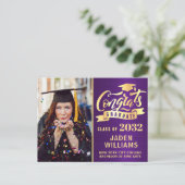 2024 PHOTO モダン Graduation Party招待状 ポストカード (スタンド正面)