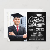 2024 PHOTO モダン Graduation Party招待状 ポストカード (正面/裏面)