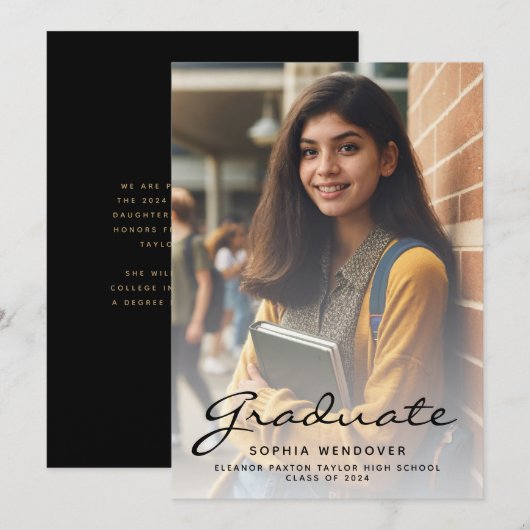2024 Photo Black金ゴールド卒業発表 招待状 (正面/裏面)