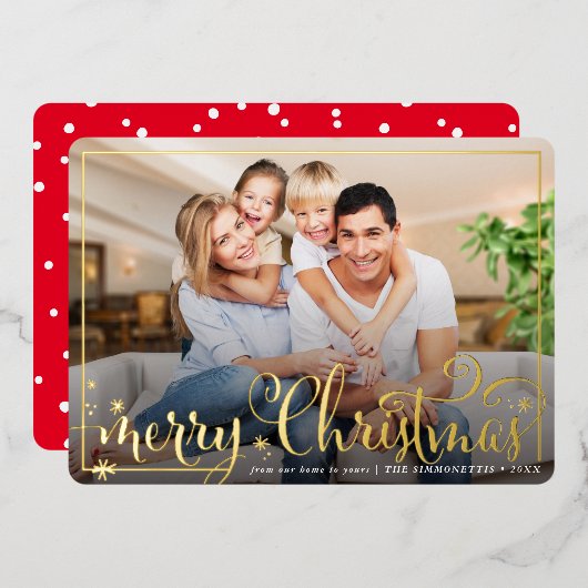 2024 PHOTO FRAMEおもしろい書メリークリスマス 箔シーズンカード (正面/裏面)