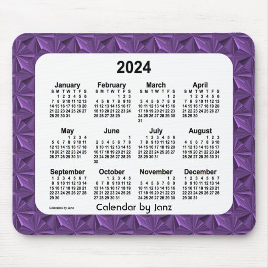 2024 Purple Diamonds Calendar by Janz Mouse pad マウスパッド (正面)