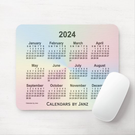 2024 Rainbow Cloud Calendar by Janz マウスパッド (マウス)