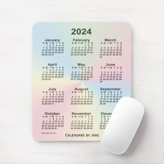 2024 Rainbow Cloud Calendar by Janz マウスパッド (マウス)