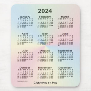 2024 Rainbow Cloud Calendar by Janz マウスパッド