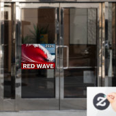 2024 RED WAVE – 目を引く津波海波 ウィンドウサイン (オフィスドア)
