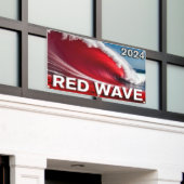 2024 RED WAVE – 目を引く津波海波 横断幕 (ビルの外側)