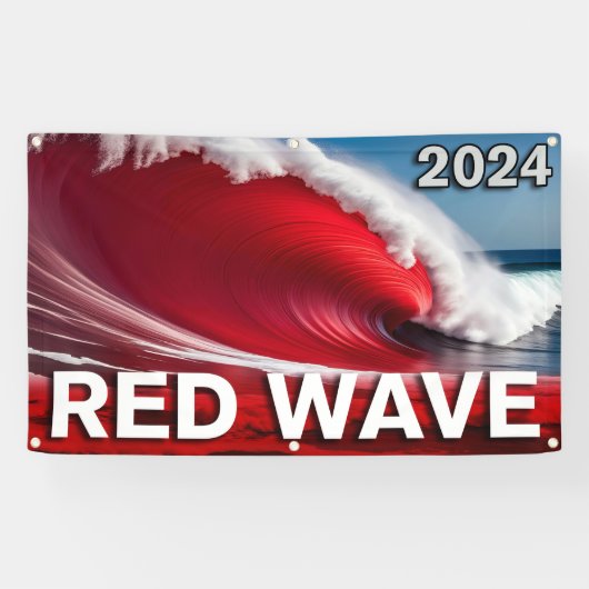 2024 RED WAVE – 目を引く津波海波 横断幕 (横)