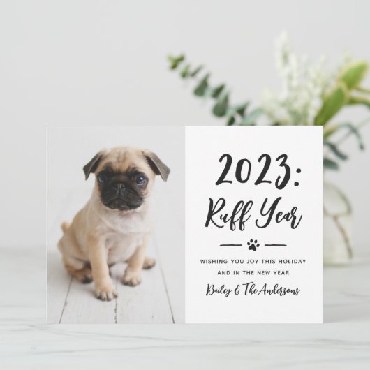 2024 Ruff Year白黒おもしろい犬写真 シーズンカード (スタンド正面)