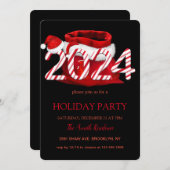 2024 Santa Claus、雪の結晶シックエレガントな 招待状 (正面/裏面)