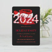 2024 Santa Claus、雪の結晶シックエレガントな 招待状 (スタンド正面)