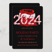 2024 Santa Claus、雪の結晶シックエレガントな 招待状 (正面/裏面)