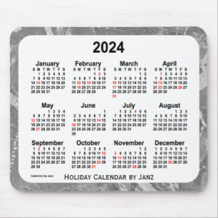 2024 Silver Holiday Art Calendar by Janz Mouse pad マウスパッド