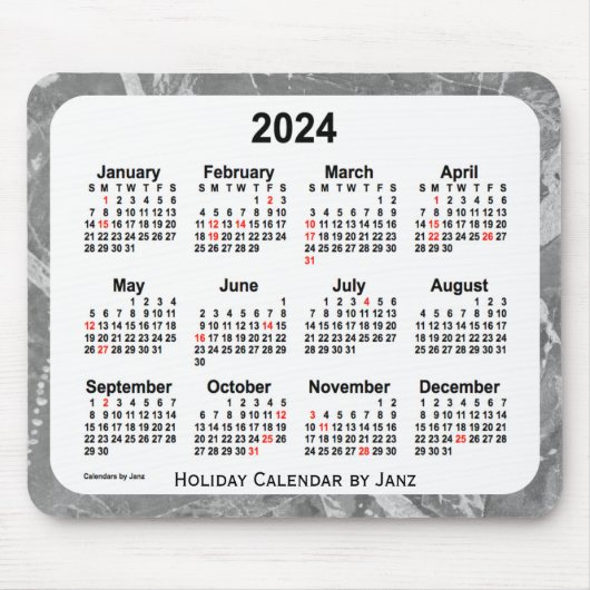 2024 Silver Holiday Art Calendar by Janz Mouse pad マウスパッド (正面)
