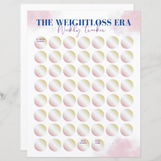 2024 The Weight Loss Era Tracker - 52 Week Tracker (正面/裏面)