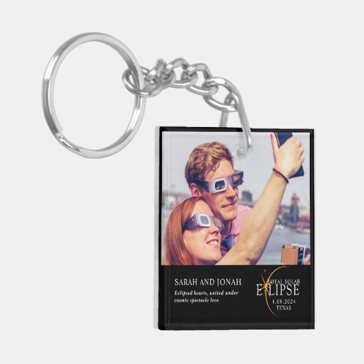 2024 Total 太陽の Eclipseフォトカップルのギフトキー キーホルダー (正面左)