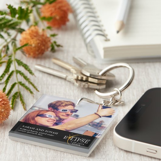 2024 Total 太陽の Eclipseフォトカップルのギフトキー キーホルダー (正面右)