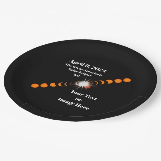 2024 Total 太陽の Eclipse ペーパープレート (アングル)