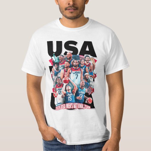 2024 USAメンズナショナルチームTシャツUSAバスケットボール Tシャツ (正面)