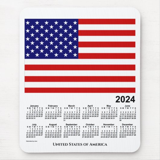 2024 USA国旗のカレンダーby Janz Mouse pad マウスパッド (正面)