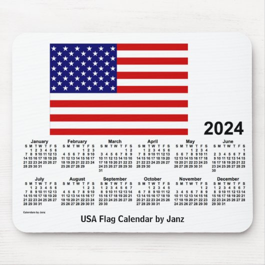 2024 USA国旗のカレンダーby Janz Mouse pad マウスパッド (正面)