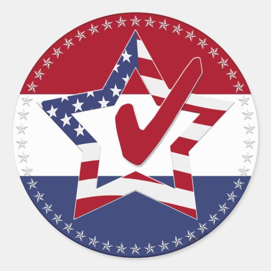 2024 USA国旗の星チェックマーク ラウンドシール (正面)