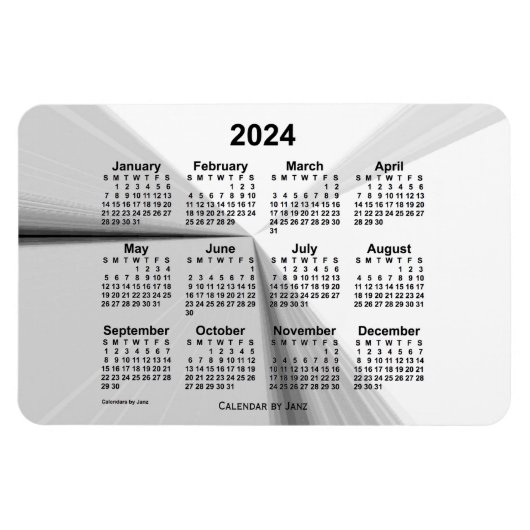 2024 Vanishing Smoke Calendar by Janz 4x6 マグネット (横)