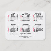 2024 White 52週間ISOカレンダー(Janz) 名刺 (裏面)