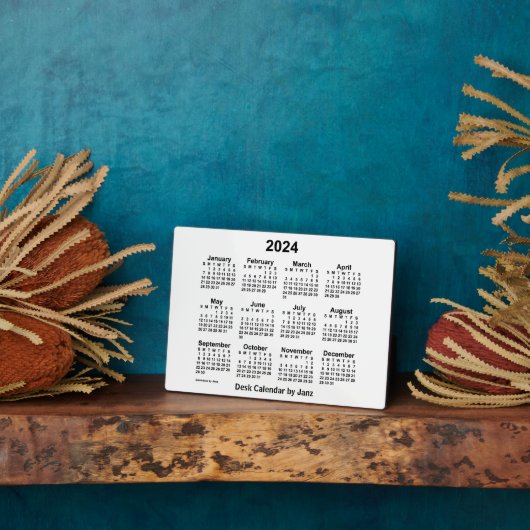 2024 White Desk Calendar by Janz 5x7 フォトプラーク (側面)