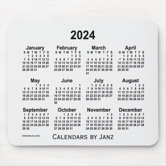 2024 White Smoke Calendar by Janz Mouse pad マウスパッド (正面)