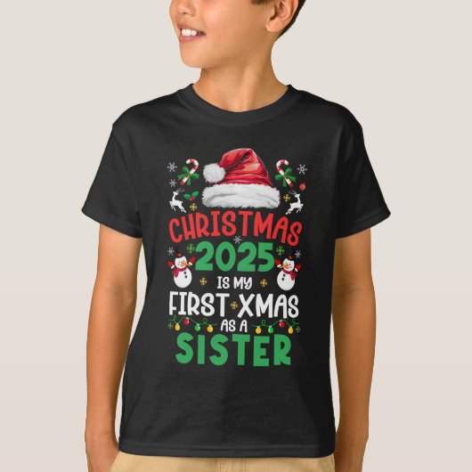 2025おもしろい年のクリスマスは姉として初めてのクリスマス Tシャツ (正面)