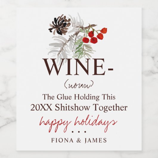 2025おもしろい年ワインの接着剤が私たちを一緒に緑を保持 ワインラベル (シングルラベル)