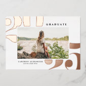 2025はっきりしたタイポグラフィ写真卒業バラ金ゴールド 箔招待状 (正面)