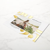 2025はっきりしたタイポグラフィ写真卒業金ゴールド 箔招待状 (回転した状態)