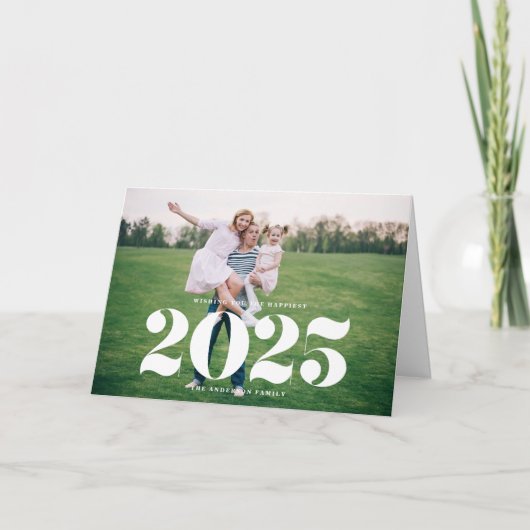 2025はっきりしたタイポグラフィ写真新年 シーズンカード (正面)