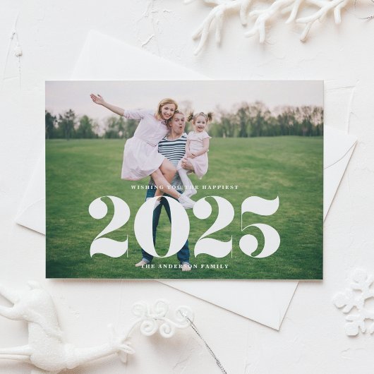 2025はっきりしたタイポグラフィ写真新年 シーズンカード