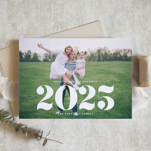 2025はっきりしたタイポグラフィ写真新年 シーズンカード