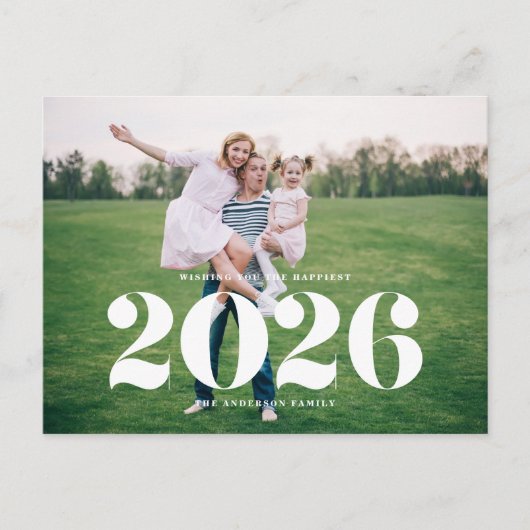 2025はっきりしたタイポグラフィ写真新年 シーズンポストカード (正面)
