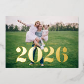 2025はっきりしたタイポグラフィ写真新年 箔シーズンカード (正面)