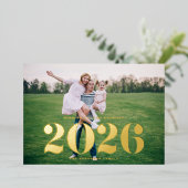 2025はっきりしたタイポグラフィ写真新年 箔シーズンカード (立ち正面)