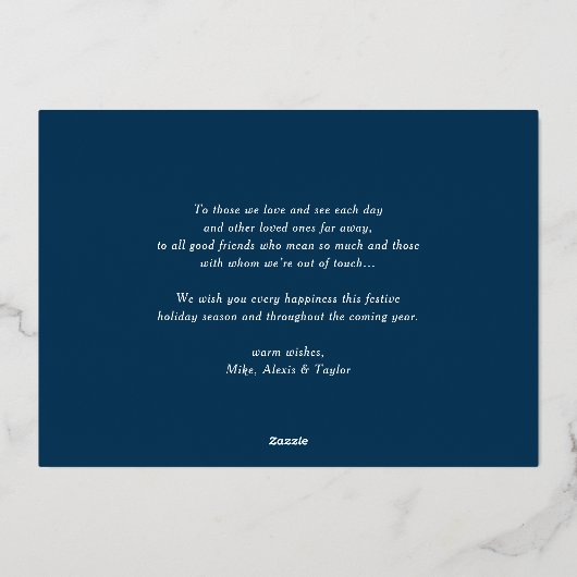 2025はっきりしたタイポグラフィ写真新年 箔シーズンカード (裏面)