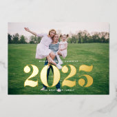2025はっきりしたタイポグラフィ写真新年 箔シーズンカード (正面)